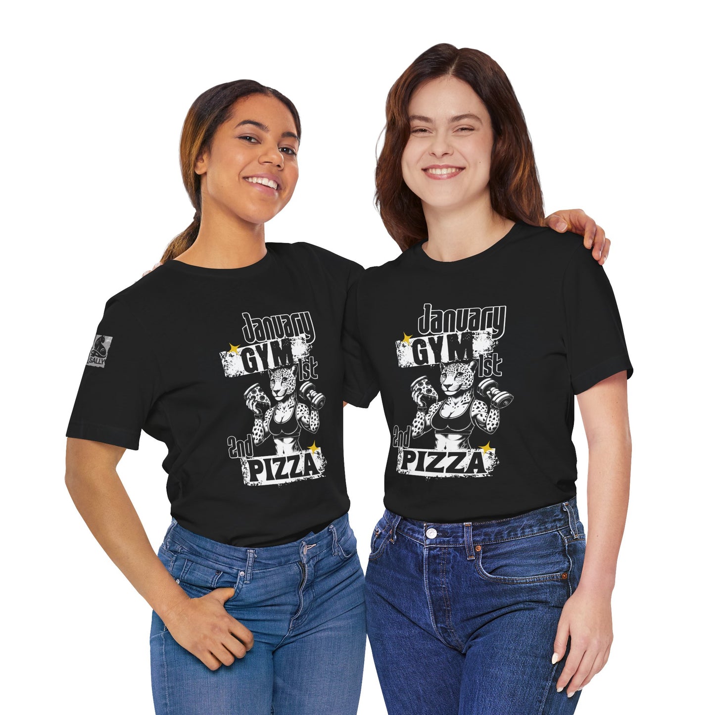 January 1st: Gym. January 2nd: Pizza Black T-Shirt