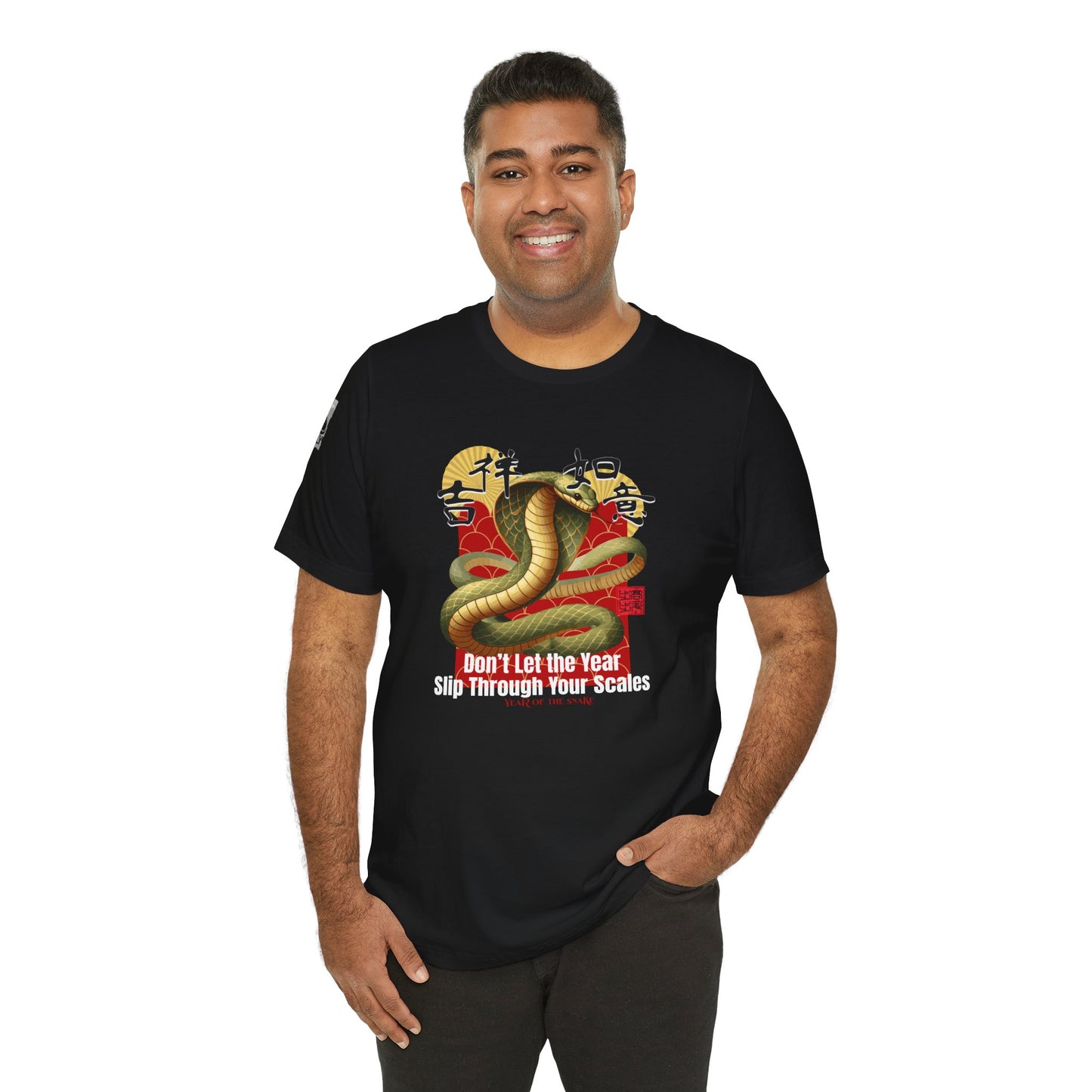 Don’t Let the Year Slip – Reflective Snake Design No.1 Black T-Shirt