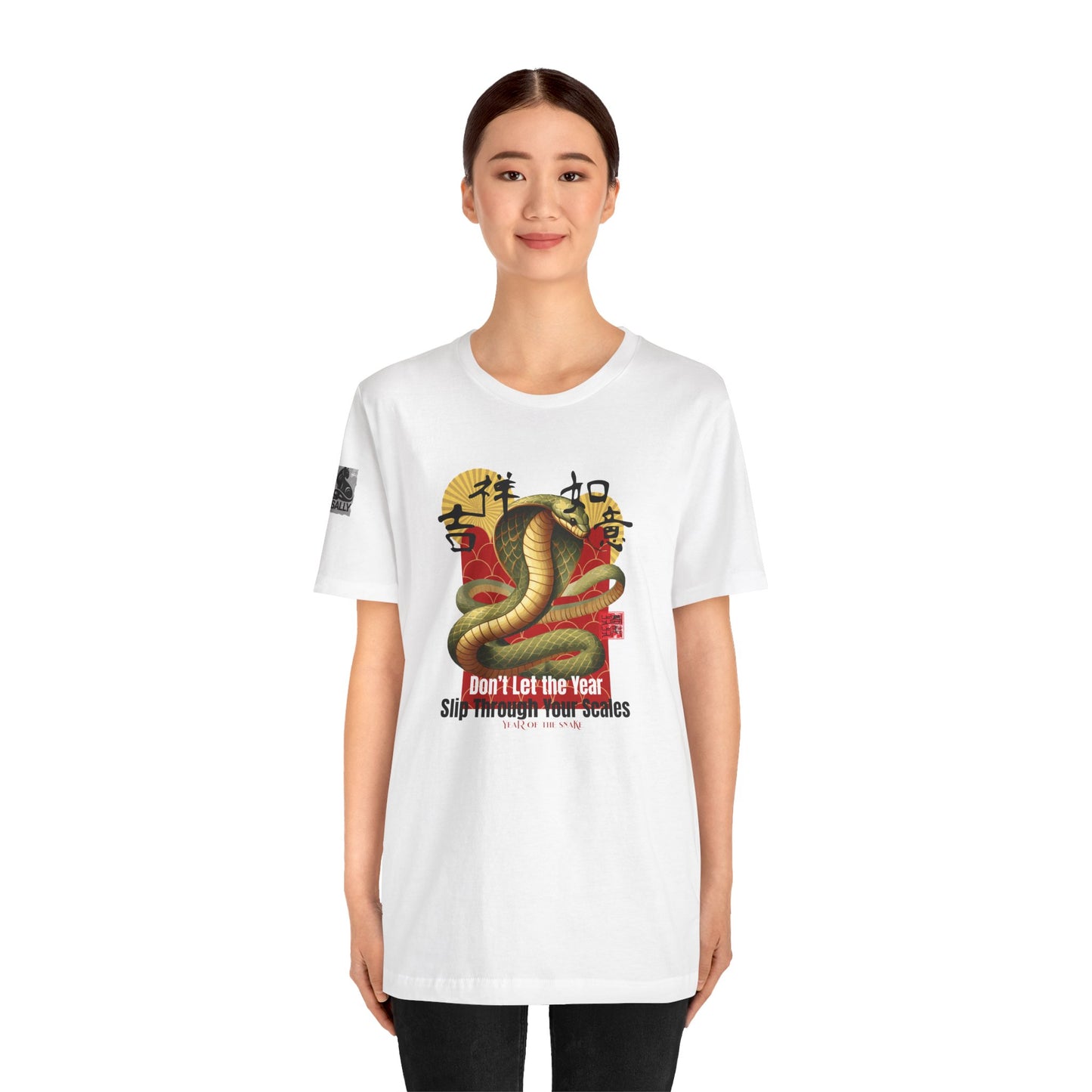 Don’t Let the Year Slip – Reflective Snake Design No.1 White T-Shirt