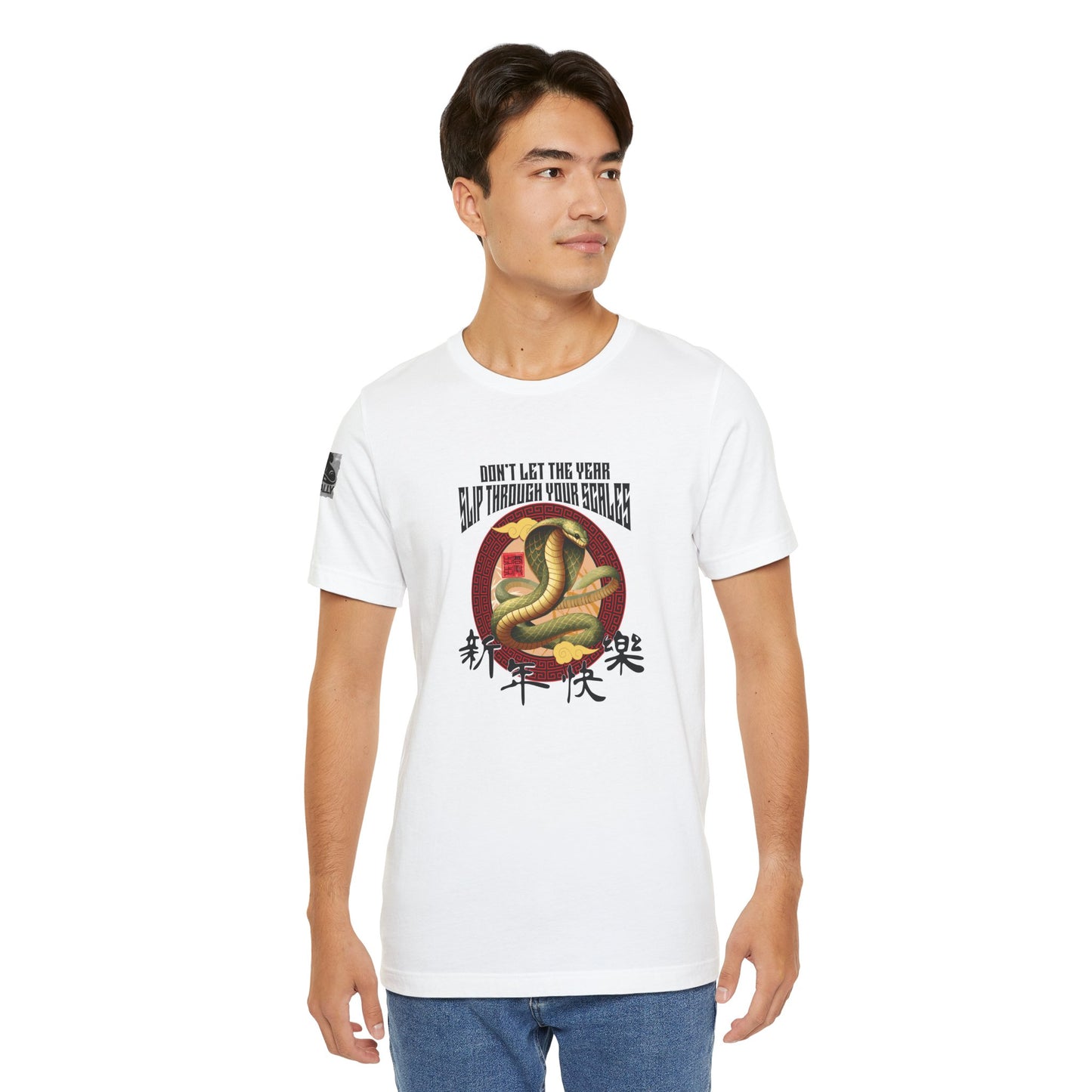 Don’t Let the Year Slip – Reflective Snake Design No.2 White T-Shirt