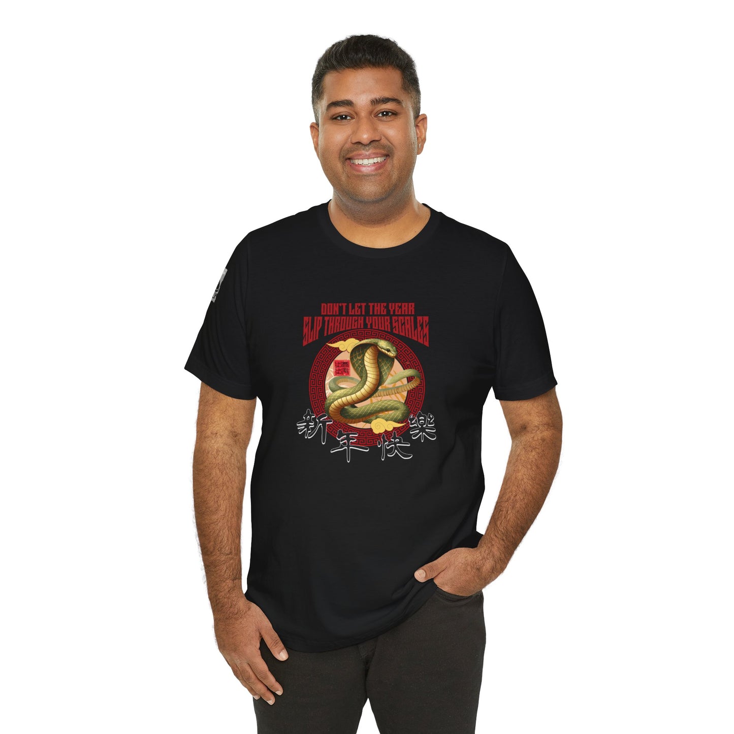 Don’t Let the Year Slip – Reflective Snake Design No.2 Black T-Shirt