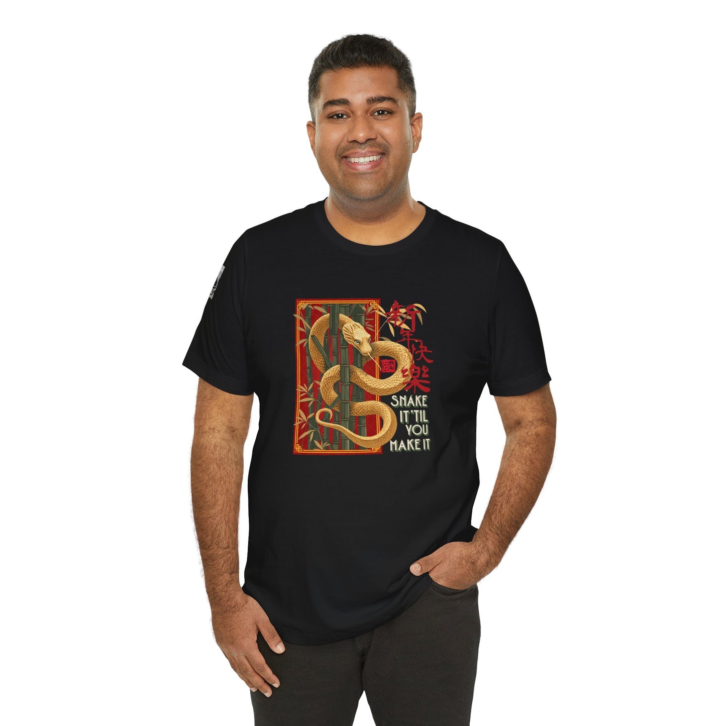 Snake It ‘Til You Make It – Motivational Snake No.2 Black T-Shirt