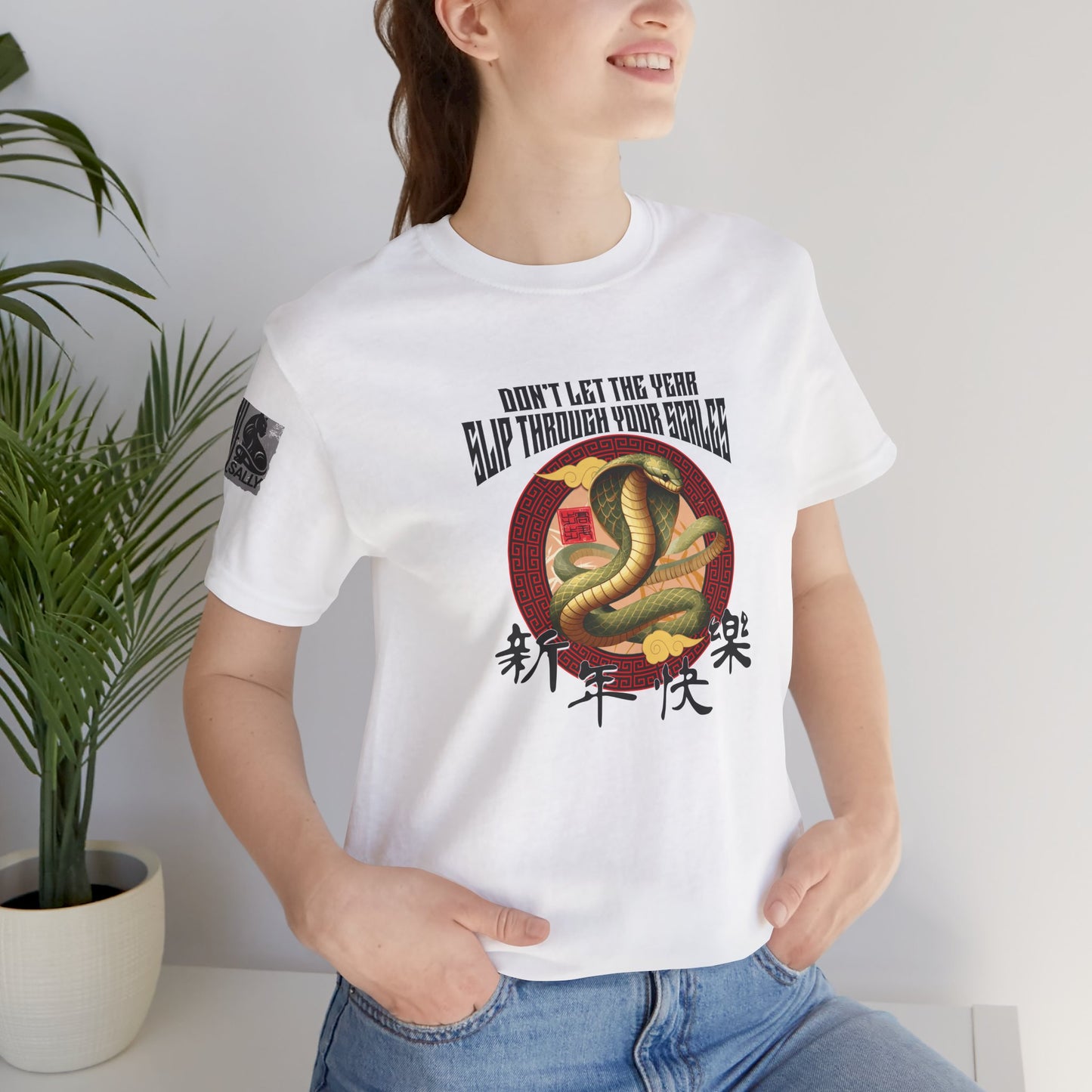 Don’t Let the Year Slip – Reflective Snake Design No.2 White T-Shirt