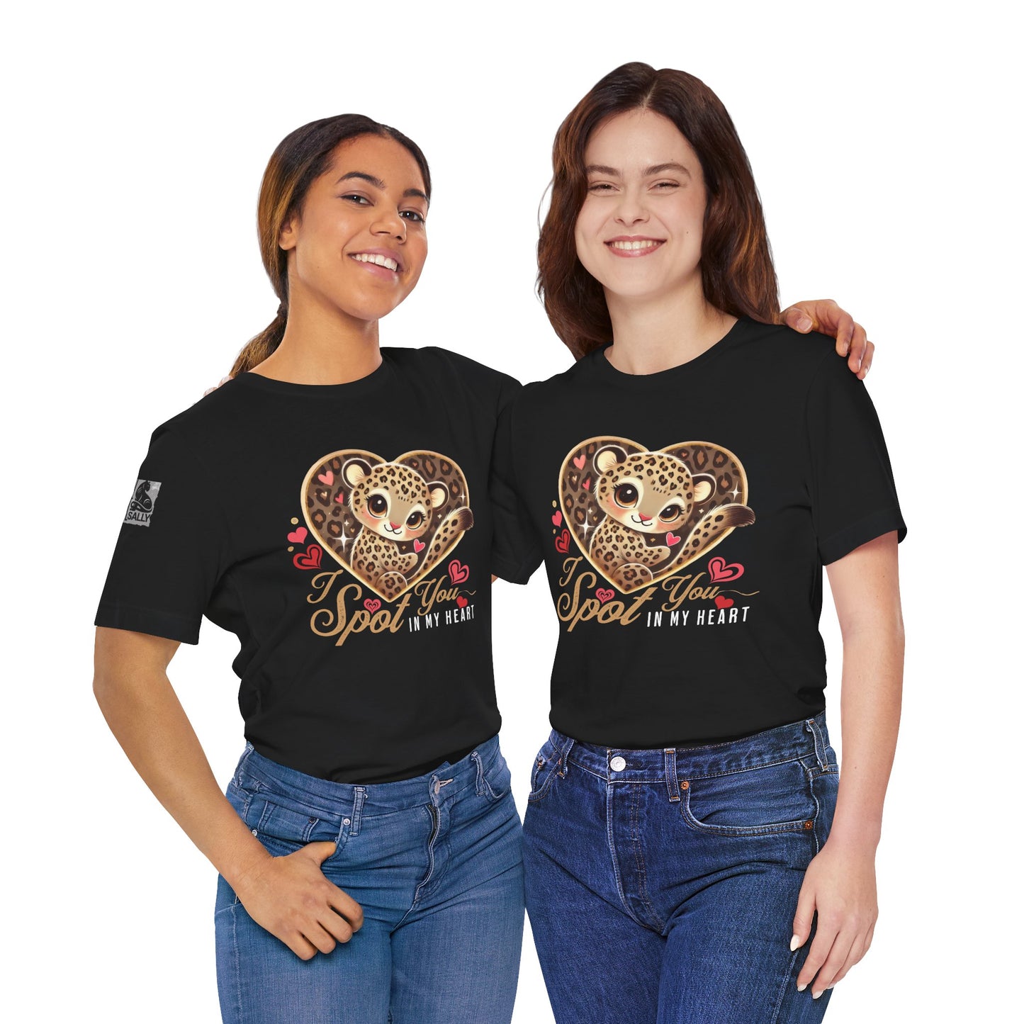 I Spot You in My Heart – Cute Leopard Valentine's Black T-Shirt