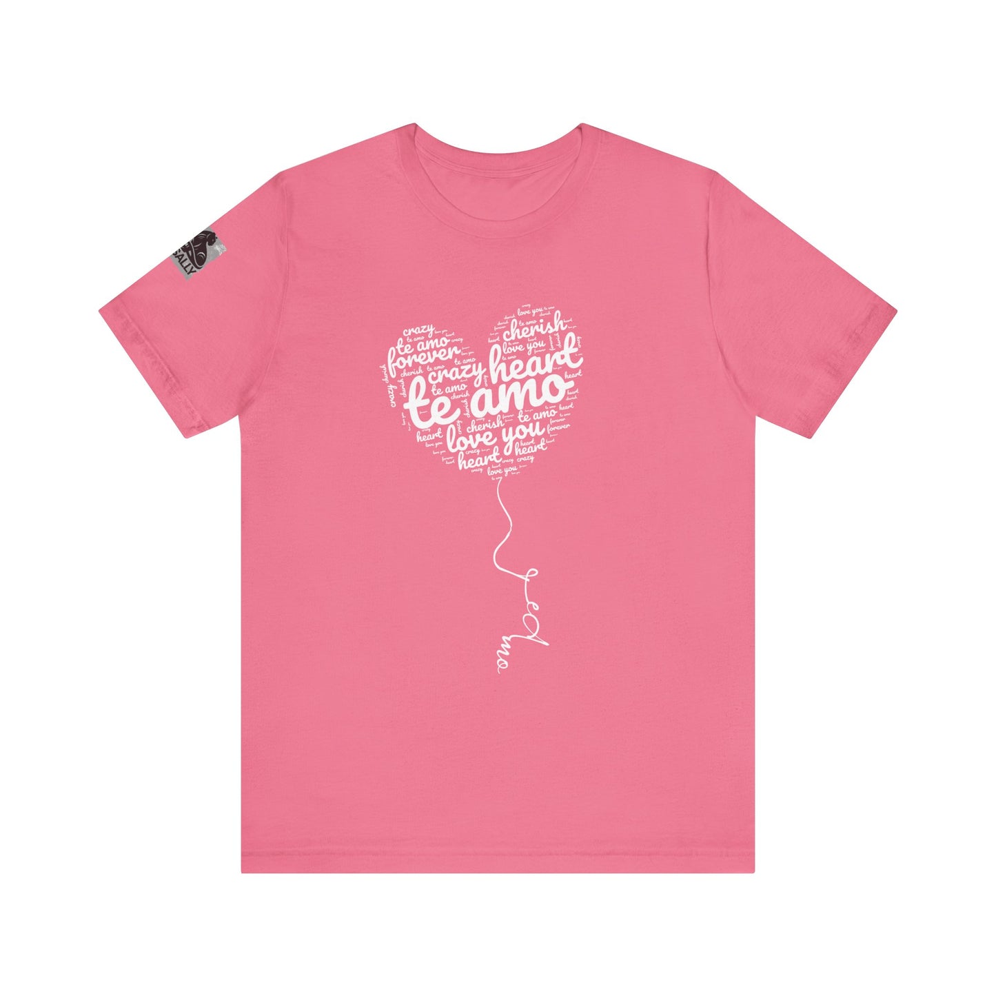 Te Amo Heart Balloon Typography Black T-Shirt