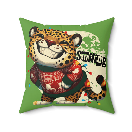 Ugly Sweater Champ Leopard Green Pillow