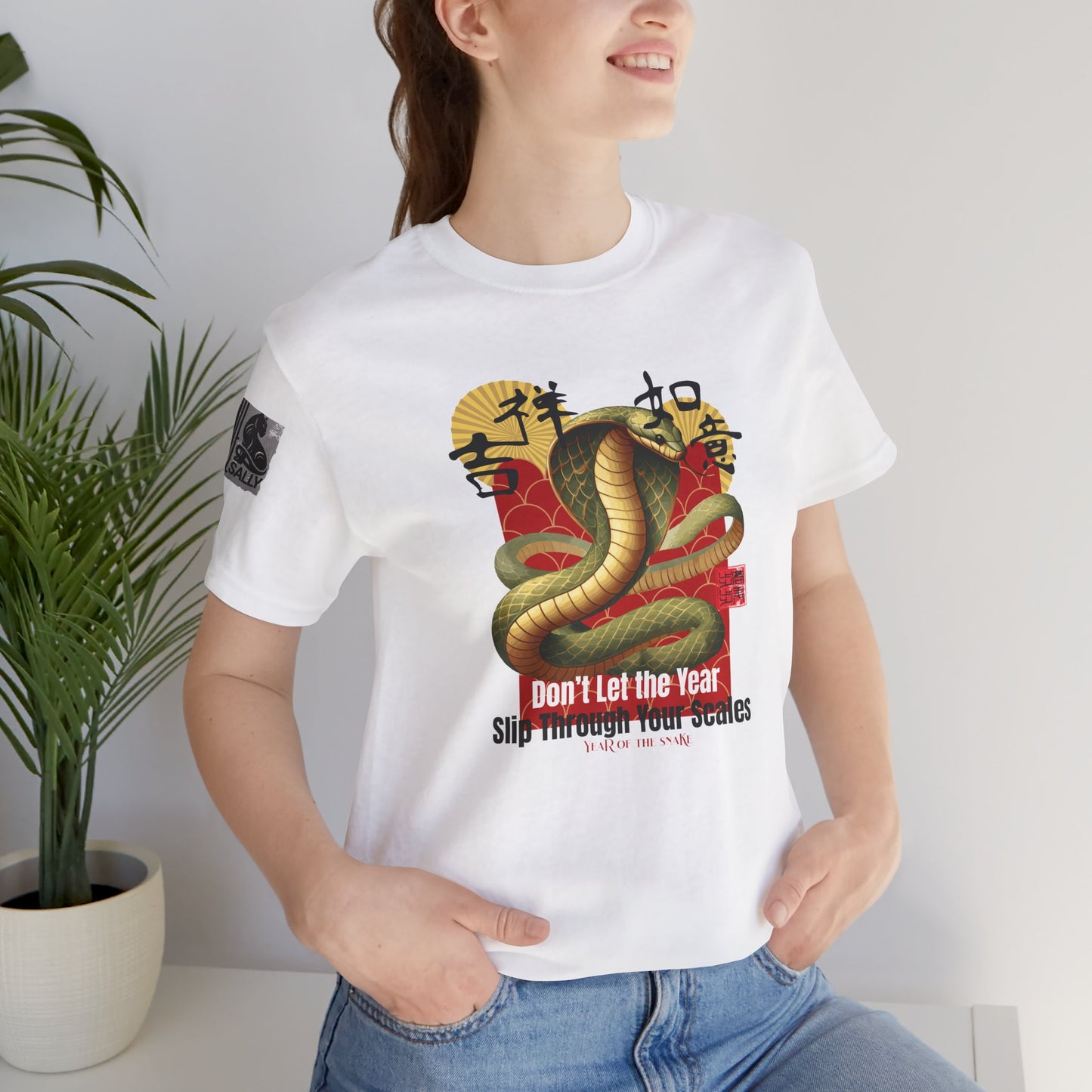 Don’t Let the Year Slip – Reflective Snake Design No.1 White T-Shirt