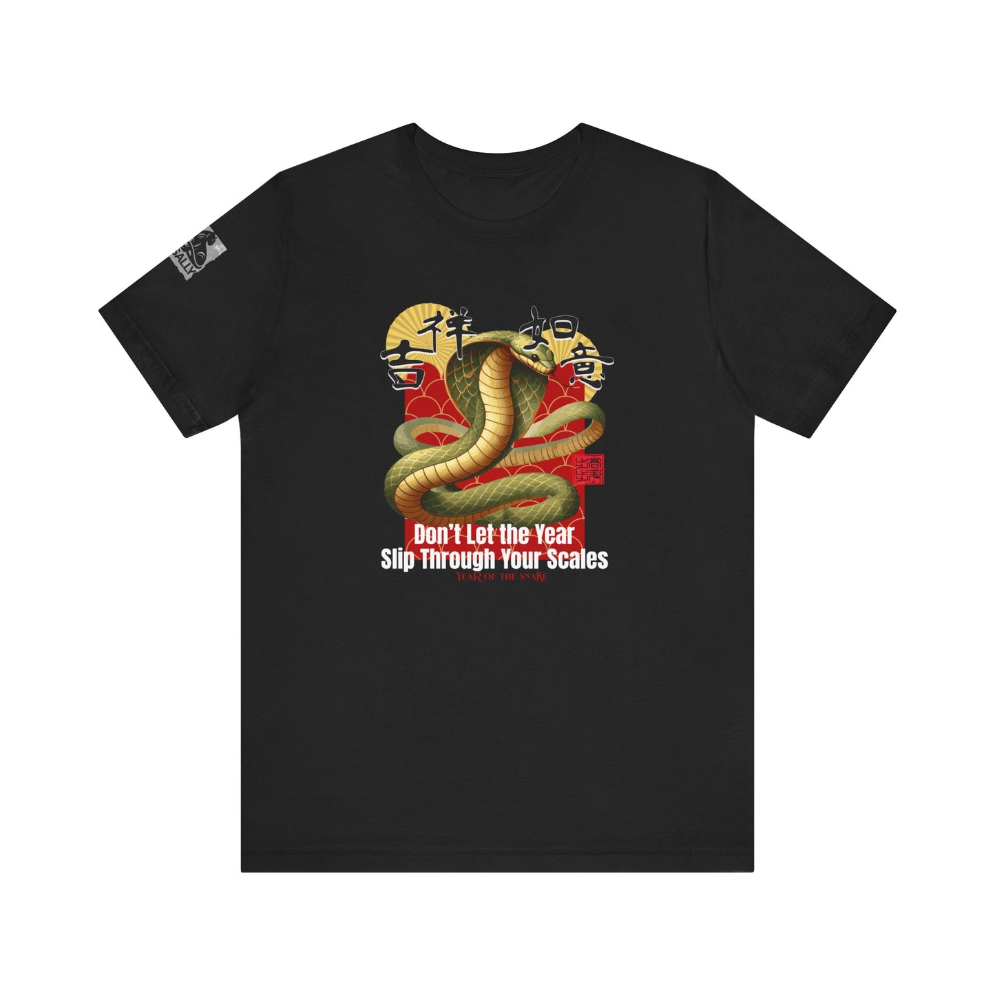 Don’t Let the Year Slip – Reflective Snake Design No.1 Black T-Shirt