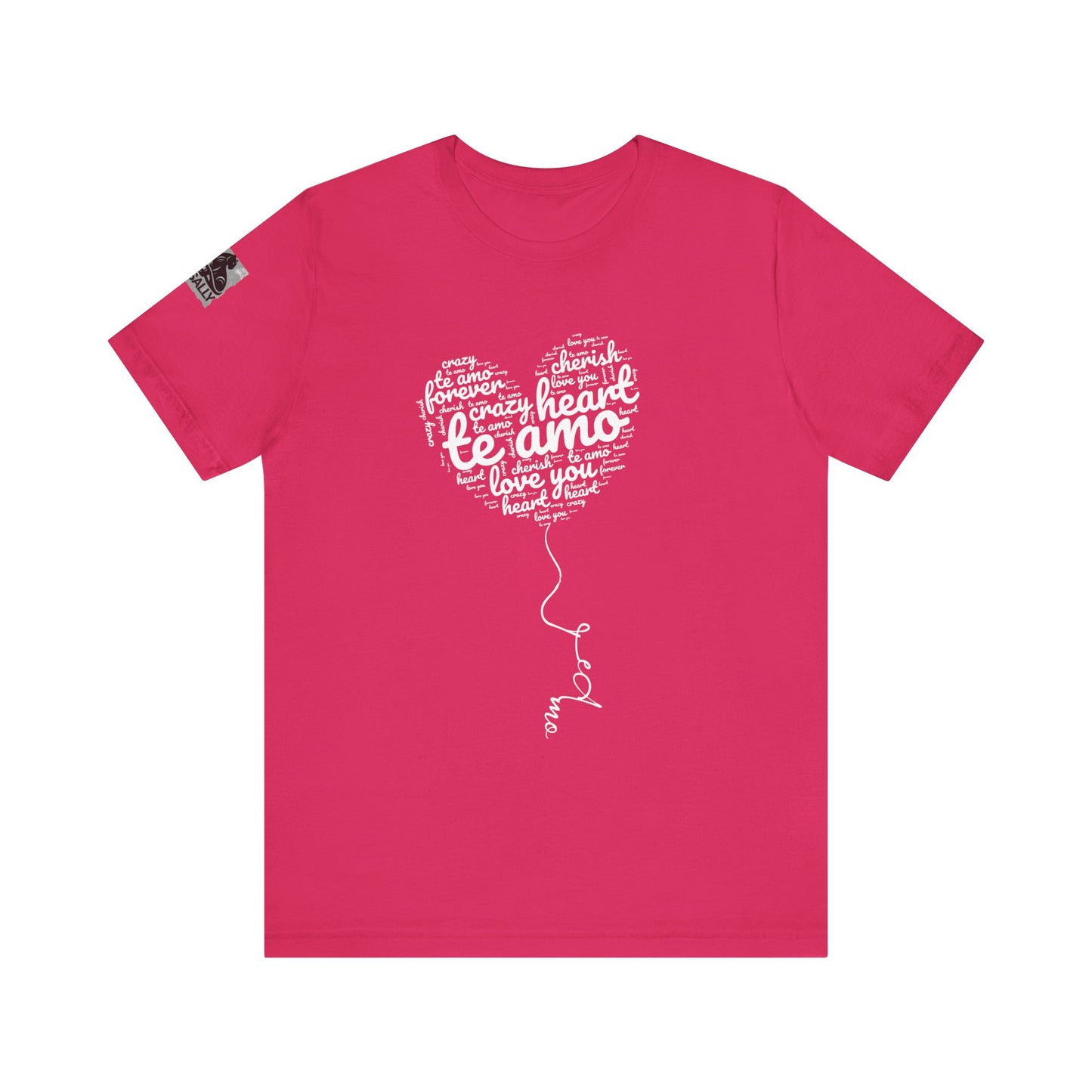 Te Amo Heart Balloon Typography Black T-Shirt