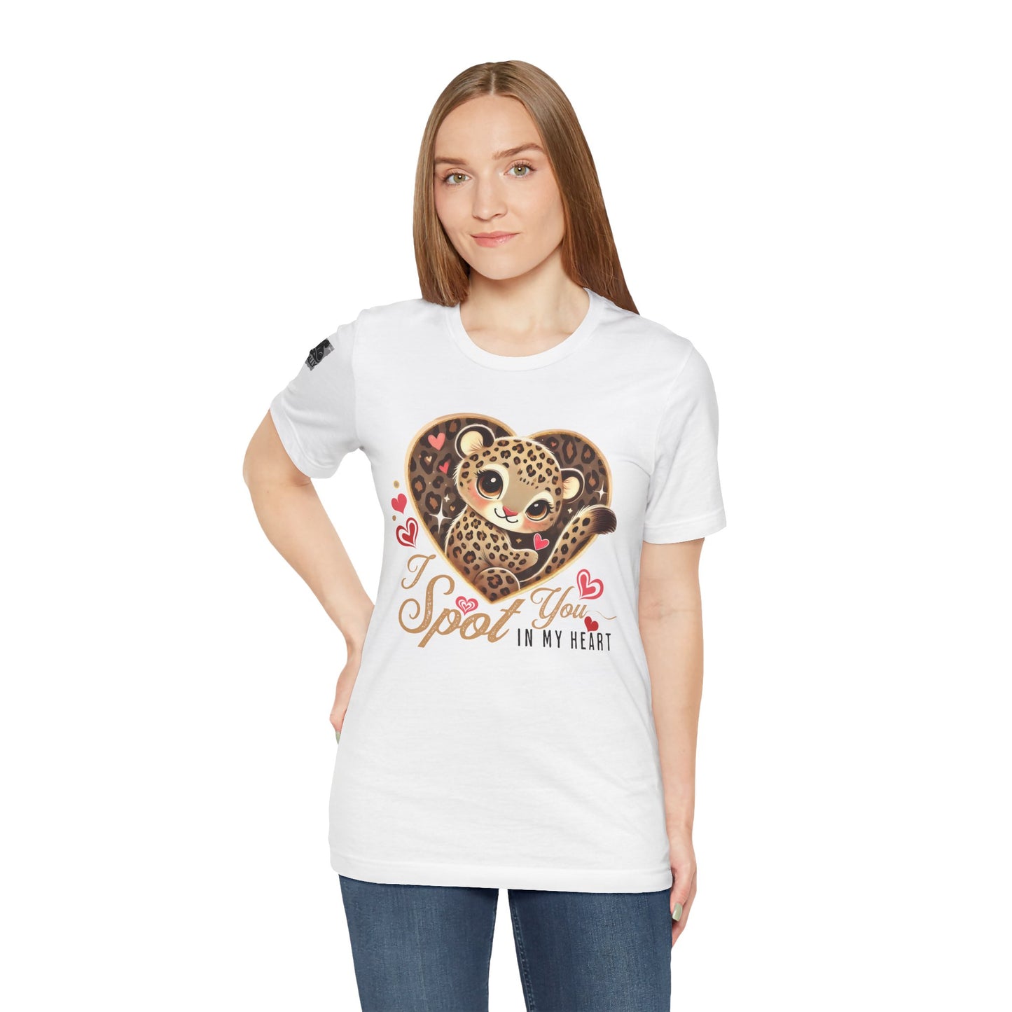 I Spot You in My Heart – Cute Leopard Valentine's White T-Shirt