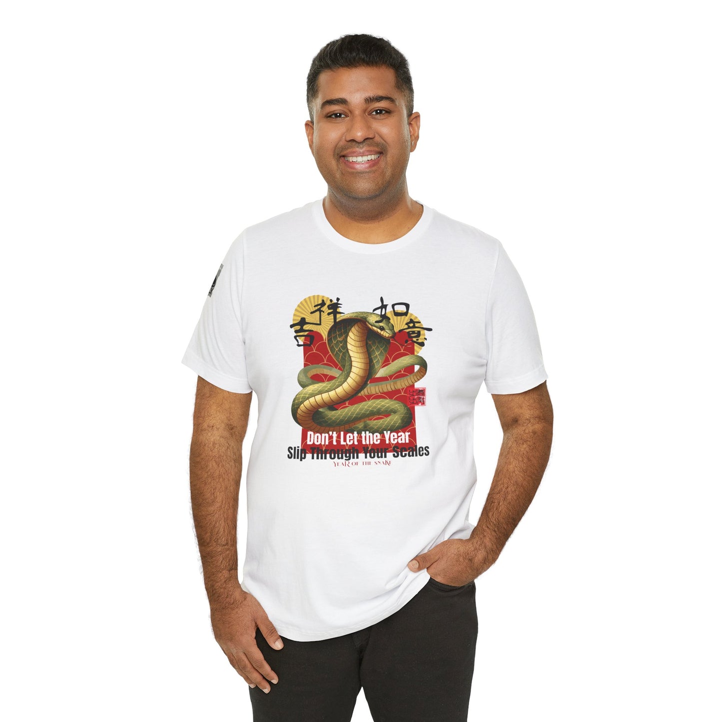 Don’t Let the Year Slip – Reflective Snake Design No.1 White T-Shirt