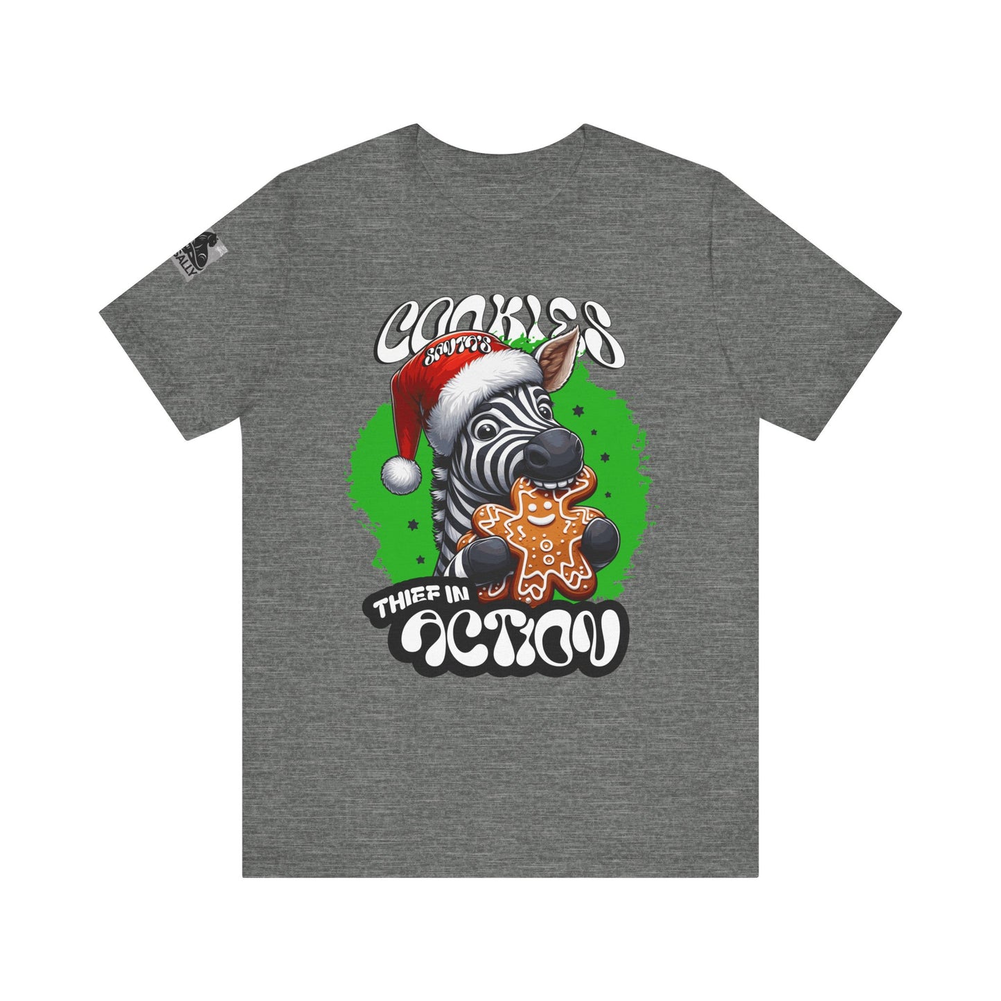 Santa’s Cookie Thief in Action! Green Zebra T-Shirt