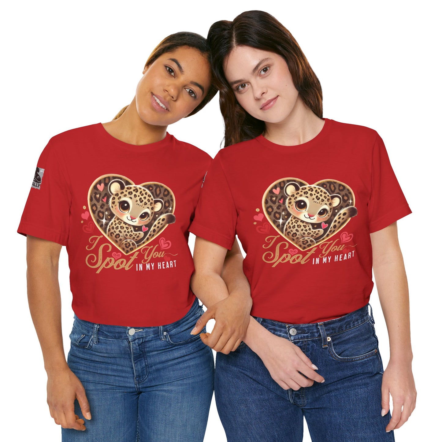 I Spot You in My Heart – Cute Leopard Valentine's Black T-Shirt