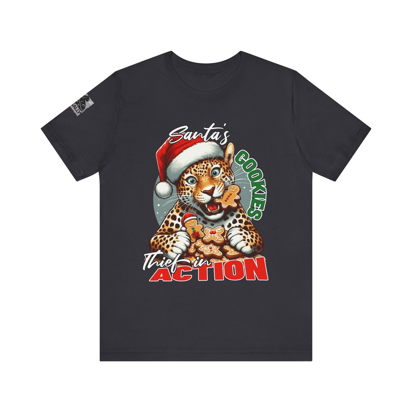 Santa’s Cookie Thief in Action! Leopard T-Shirt