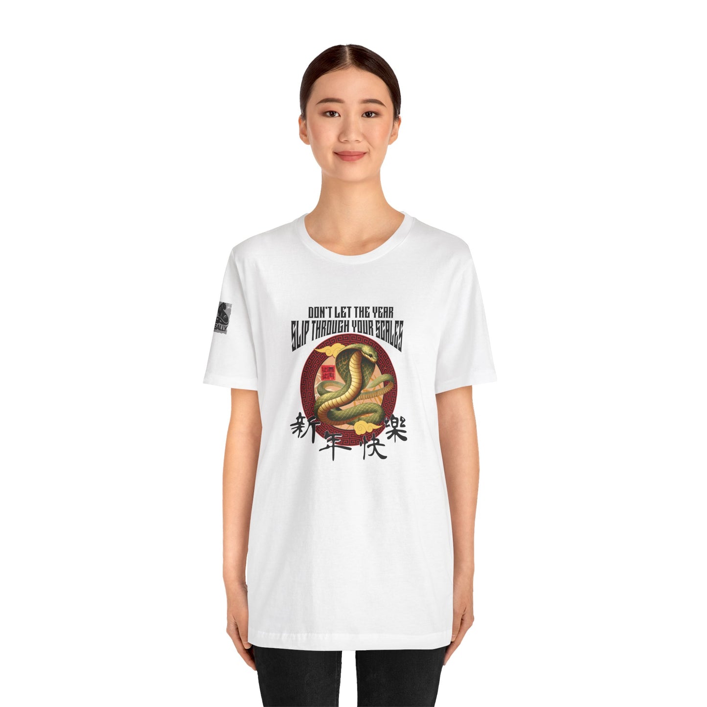 Don’t Let the Year Slip – Reflective Snake Design No.2 White T-Shirt