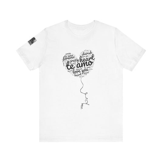 Te Amo Heart Balloon Typography White T-Shirt