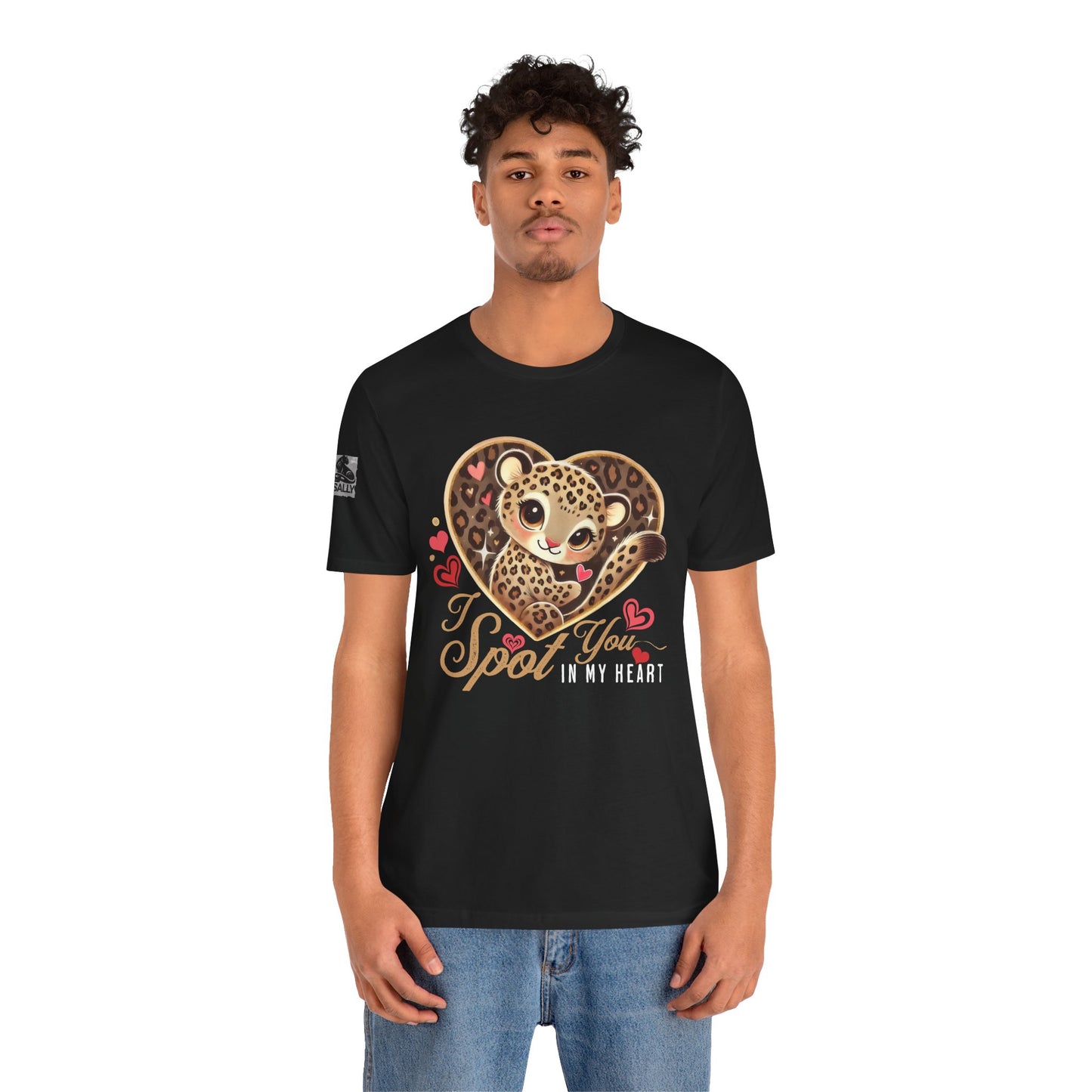 I Spot You in My Heart – Cute Leopard Valentine's Black T-Shirt