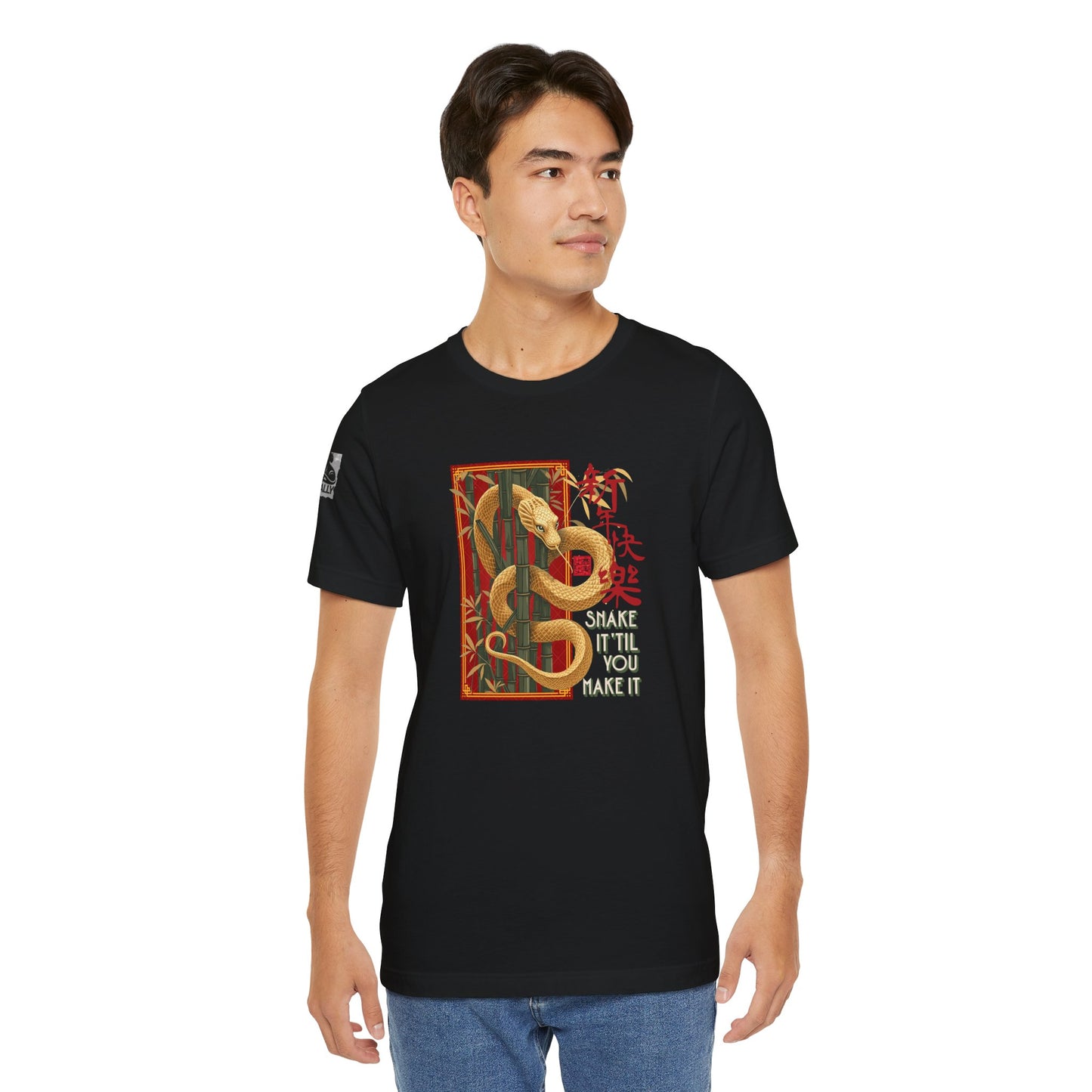 Snake It ‘Til You Make It – Motivational Snake No.2 Black T-Shirt