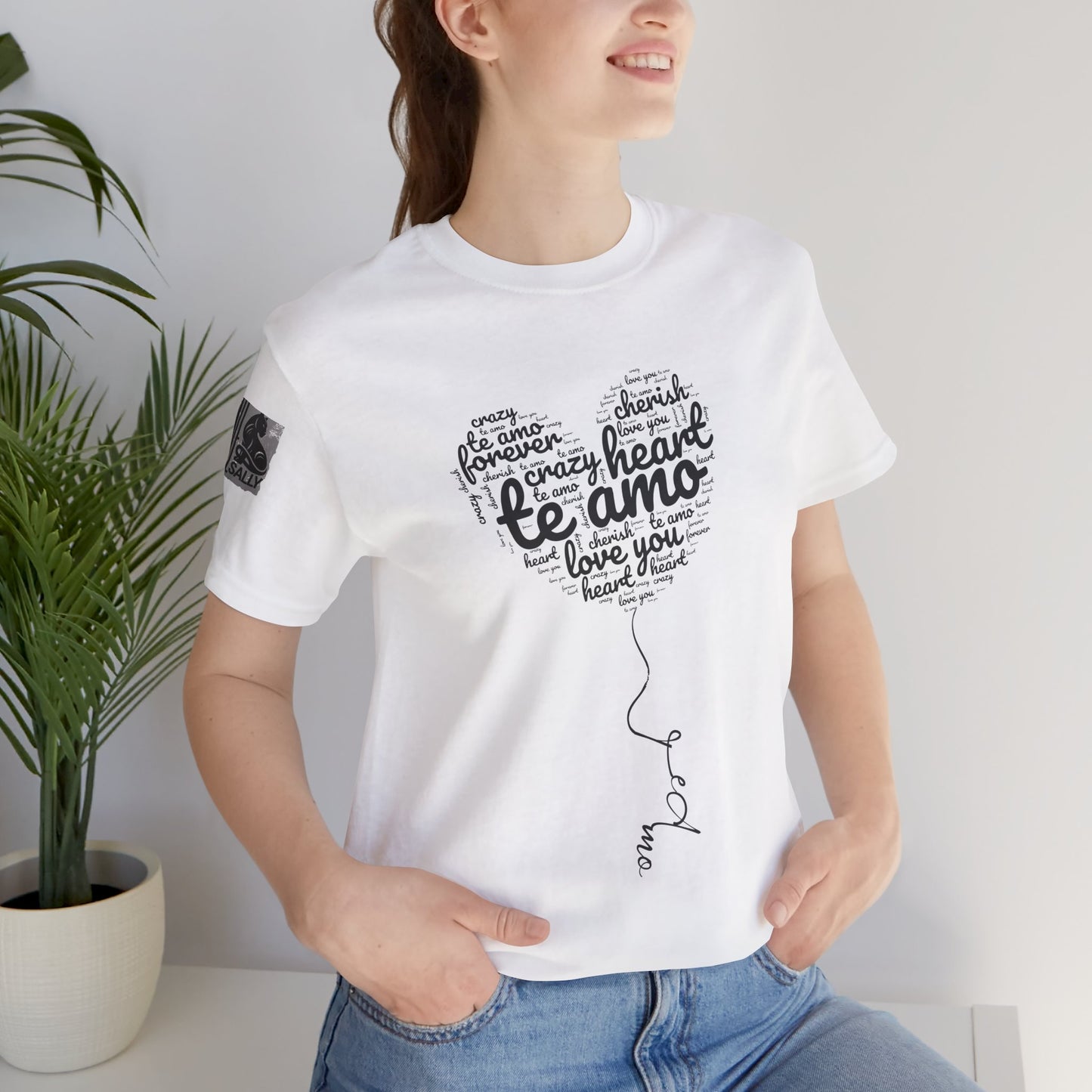 Te Amo Heart Balloon Typography White T-Shirt