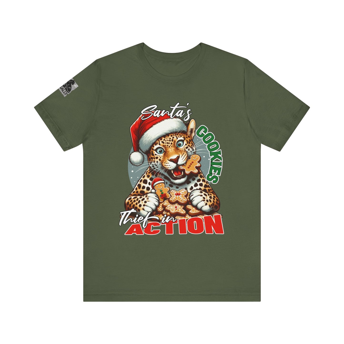 Santa’s Cookie Thief in Action! Leopard T-Shirt