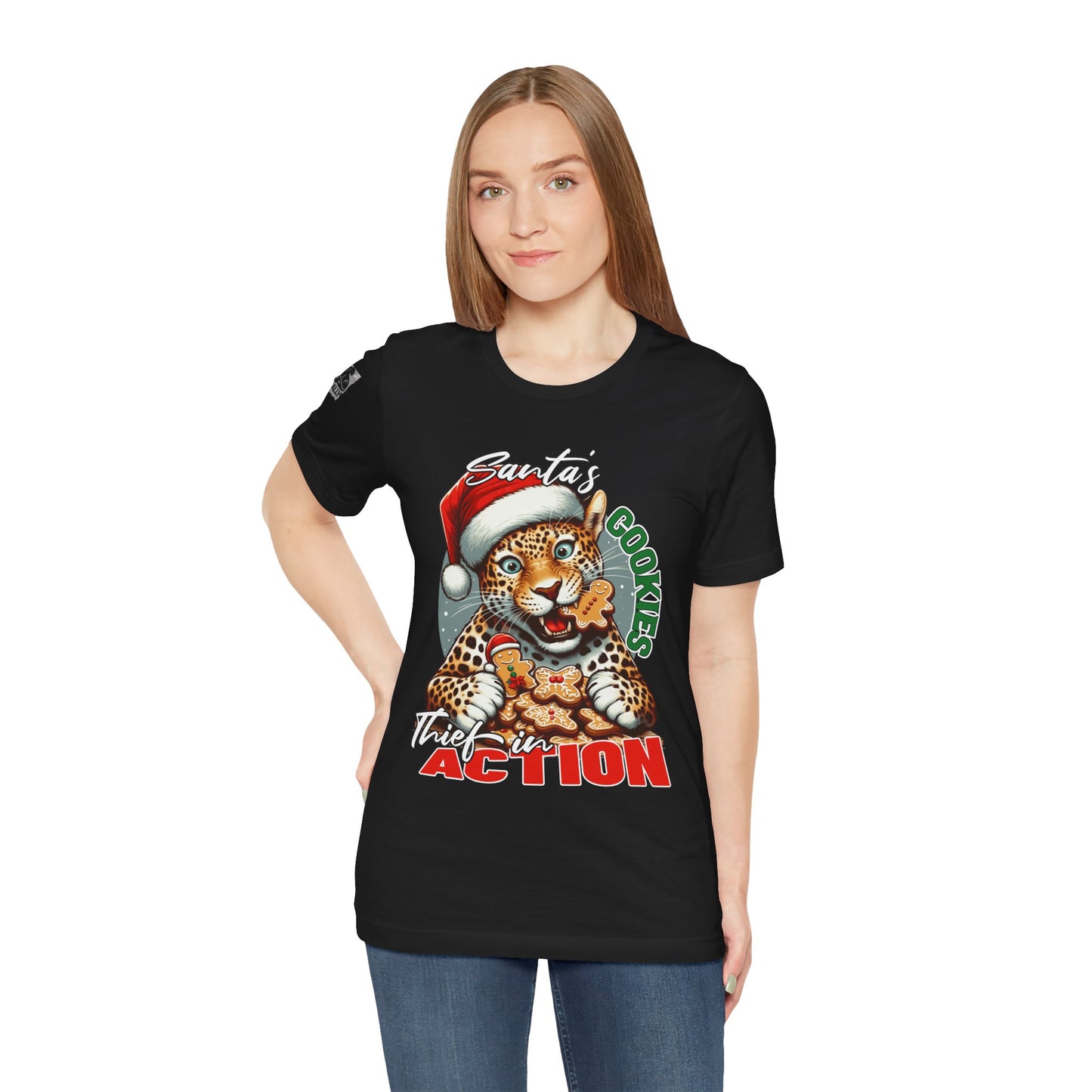 Santa’s Cookie Thief in Action! Leopard T-Shirt