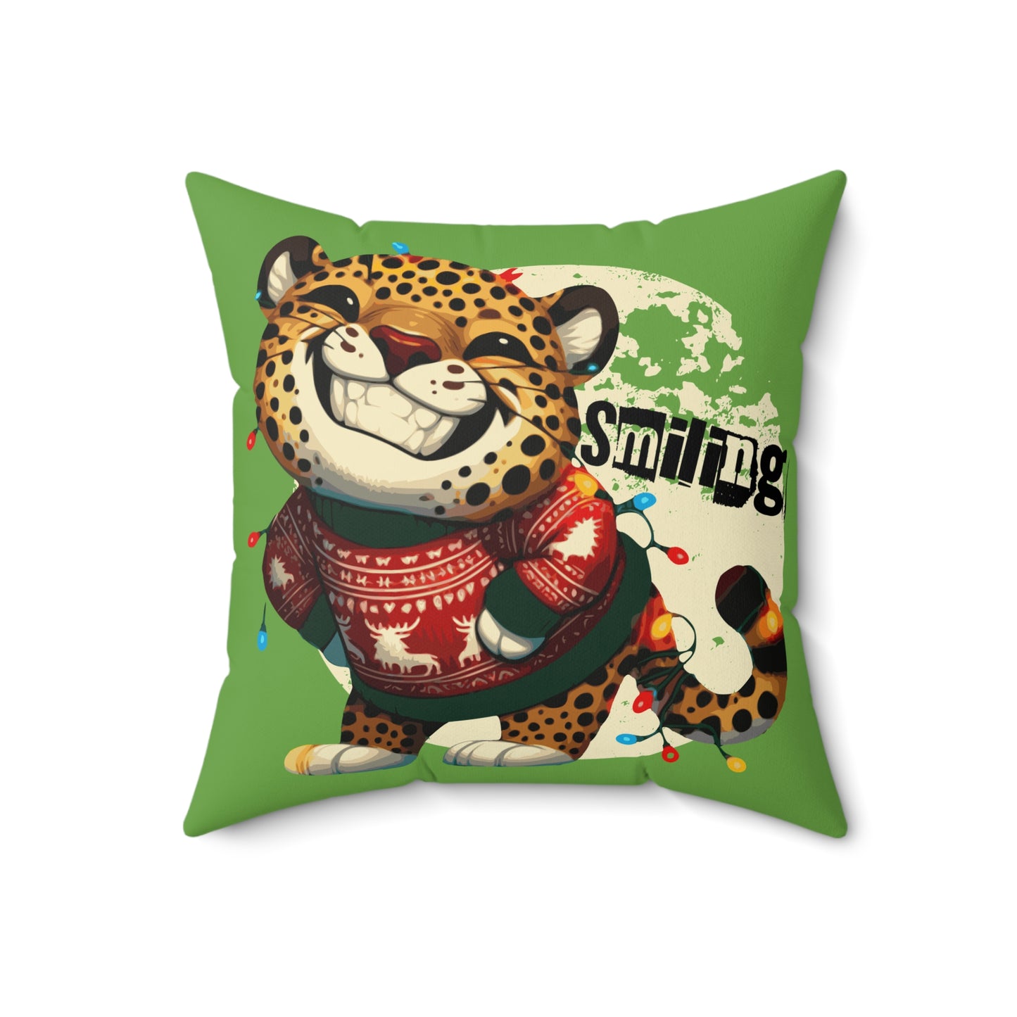 Ugly Sweater Champ Leopard Green Pillow