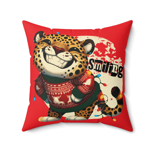 Ugly Sweater Champ Leopard Red Pillow