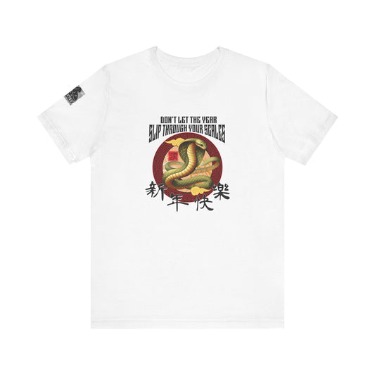 Don’t Let the Year Slip – Reflective Snake Design No.2 White T-Shirt