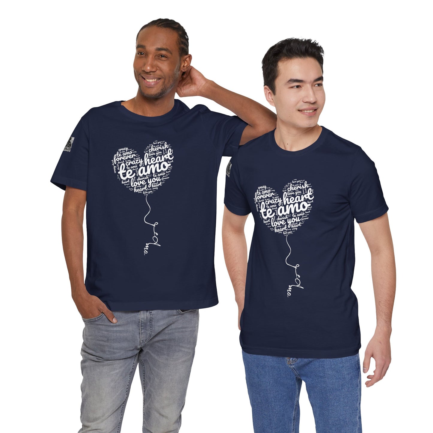 Te Amo Heart Balloon Typography Black T-Shirt