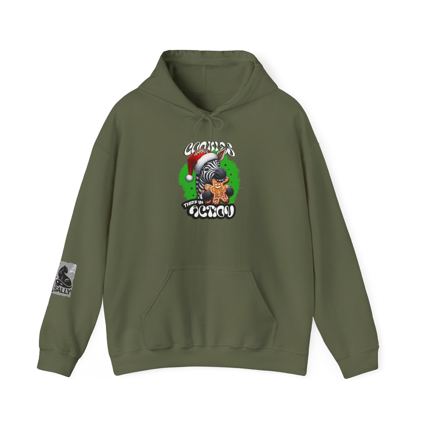 Santa’s Cookie Thief in Action! Green Zebra Hoodie