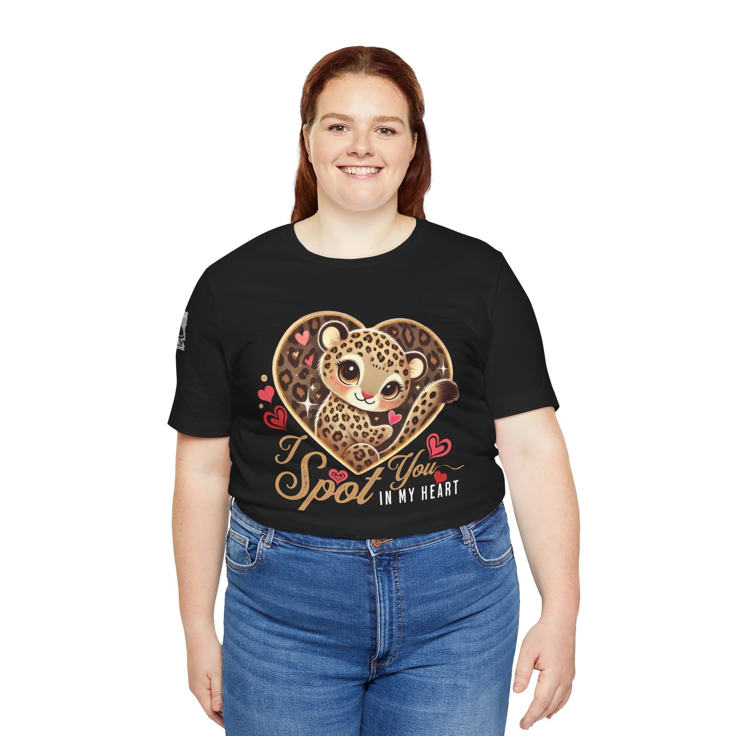 I Spot You in My Heart – Cute Leopard Valentine's Black T-Shirt