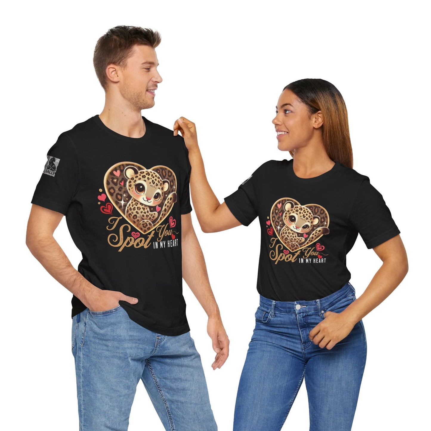 I Spot You in My Heart – Cute Leopard Valentine's Black T-Shirt