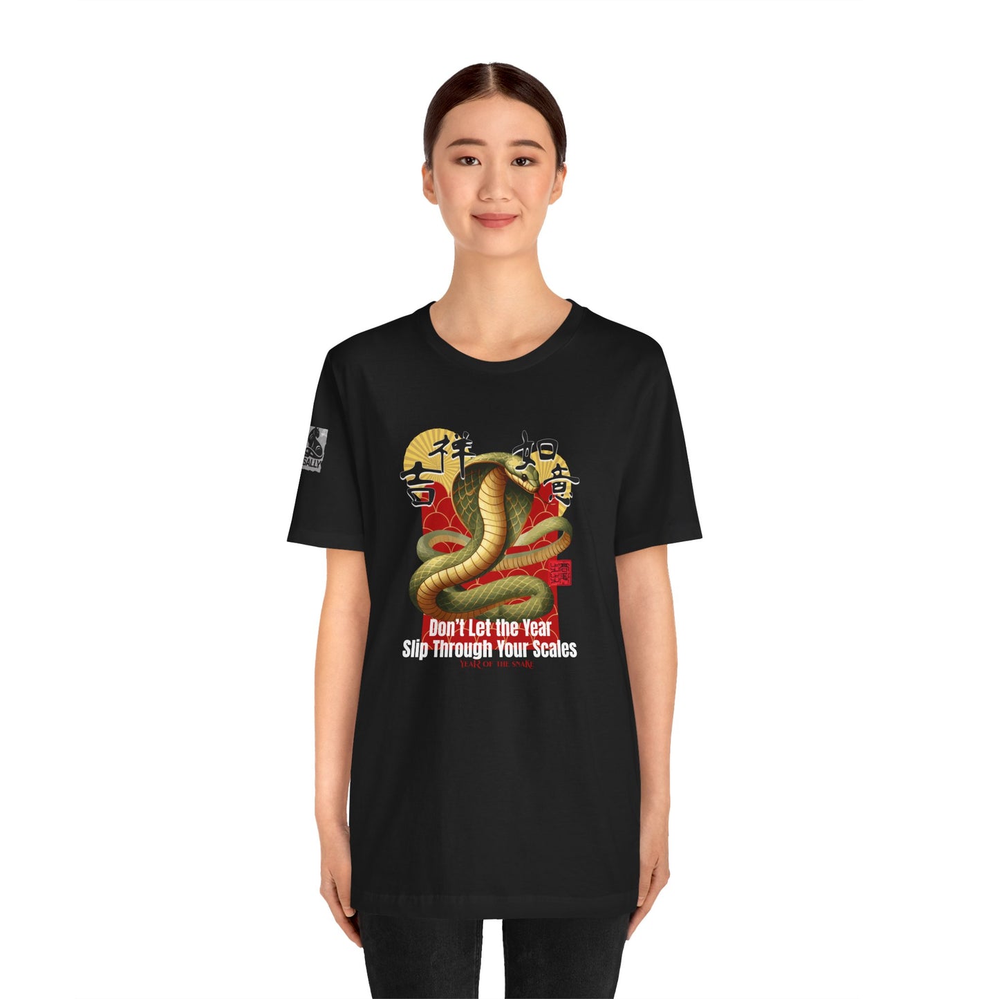 Don’t Let the Year Slip – Reflective Snake Design No.1 Black T-Shirt