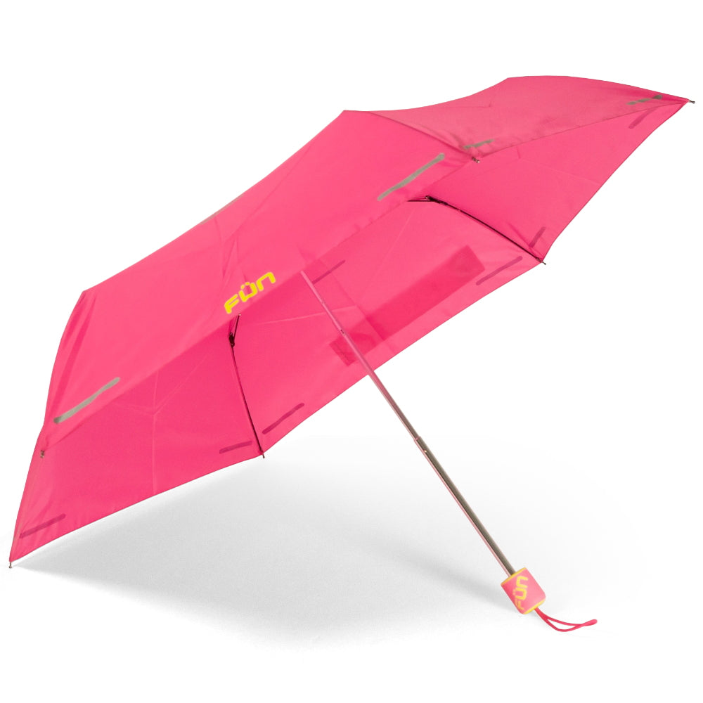 FUNBRELLA Lightweight Umbrella Anti-water umbrella with Reflective strip Folding umbrella Designer brand umbrella(Pink)