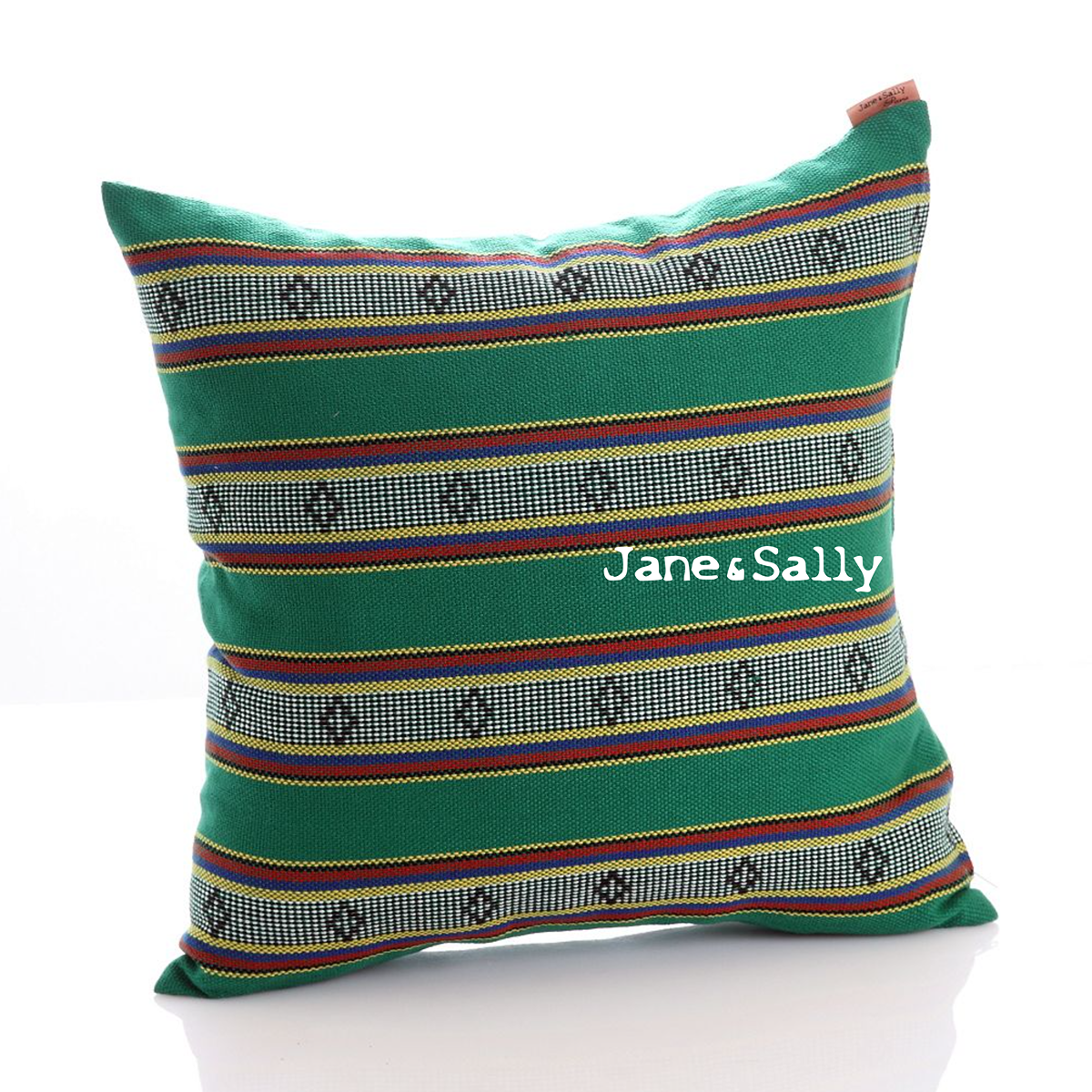 (JaneSally)Knitted Fabric Taiwanese Indigenous Pattern The AMIS Tribe Pattern Pillowcase Cushion Cover(Green)