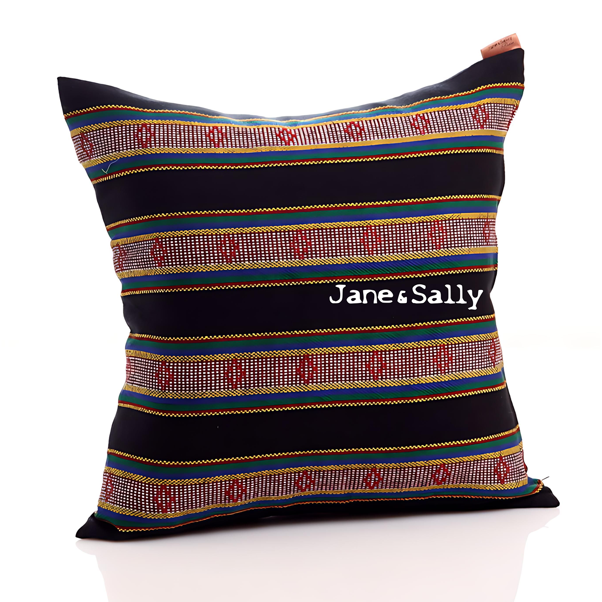 (JaneSally)Knitted Fabric Taiwanese Indigenous Pattern The AMIS Tribe Pattern Pillowcase Cushion Cover(Black)