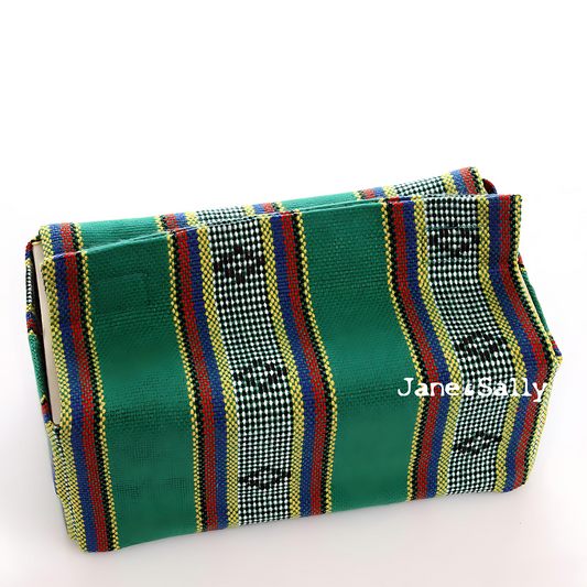 (JaneSally)Knitted Fabric Taiwanese Indigenous Pattern The AMIS Tribe Pattern Tissue Box Cover(Green)