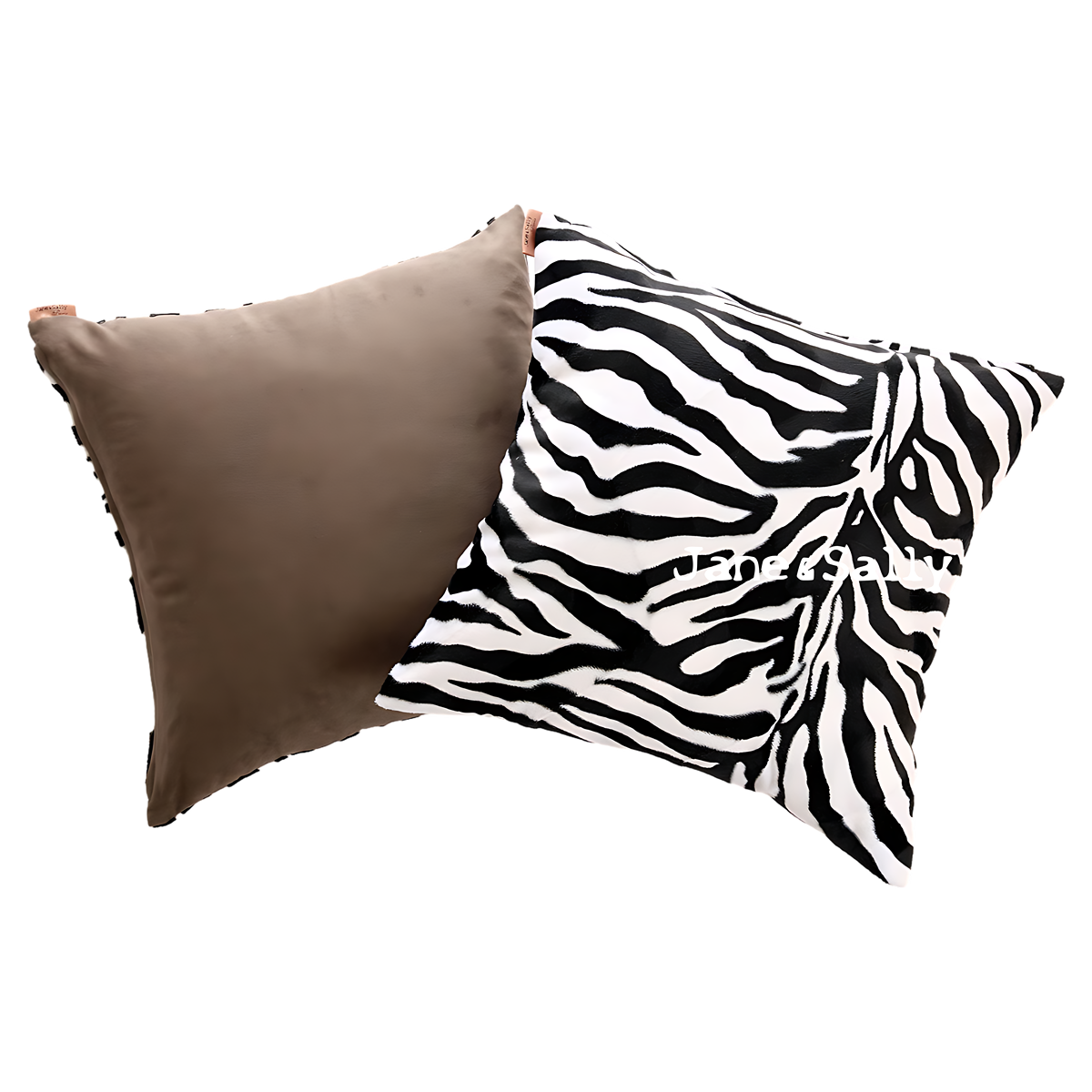 (JaneSally)Suede Patchwork With Polyester Fluff Fabric Double-Side Pillowcase Cushion Cover(Zebra Pattern)