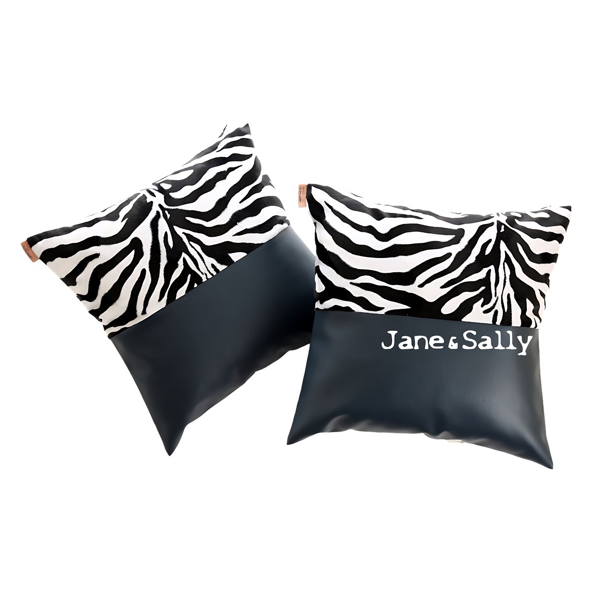 (JaneSally)PU Leather Patchwork With Polyester Fluff Fabric Pillowcase Cushion Cover(Zebra Pattern)