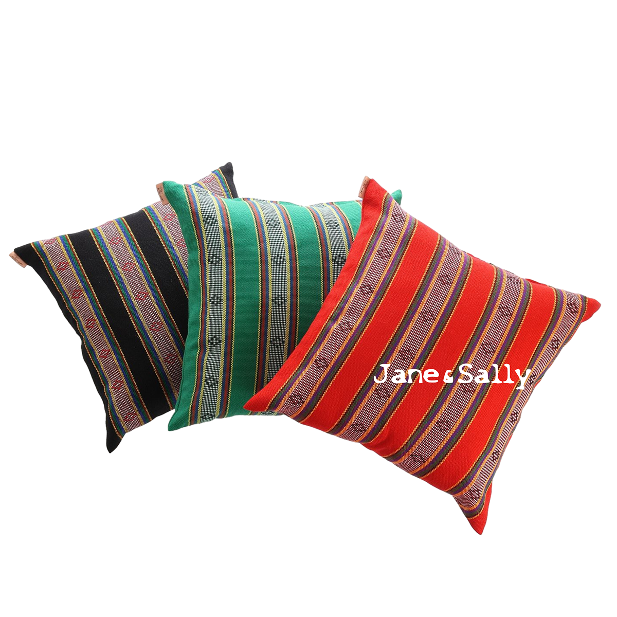 (JaneSally)Knitted Fabric Taiwanese Indigenous Pattern The AMIS Tribe Pattern Pillowcase Cushion Cover(Green)