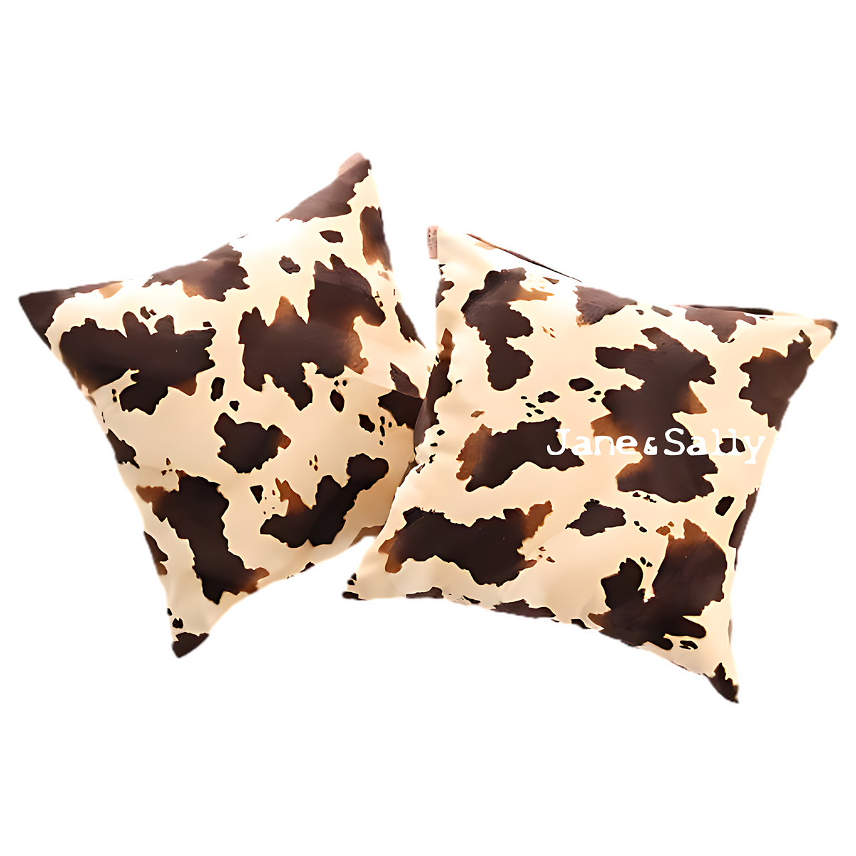 (JaneSally)Suede Patchwork With Polyester Fluff Fabric Double-Side Pillowcase Cushion Cover(Cow Spot)