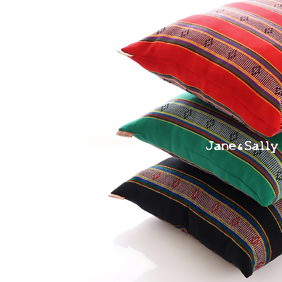 (JaneSally)Knitted Fabric Taiwanese Indigenous Pattern The AMIS Tribe Pattern Pillowcase Cushion Cover(Green)