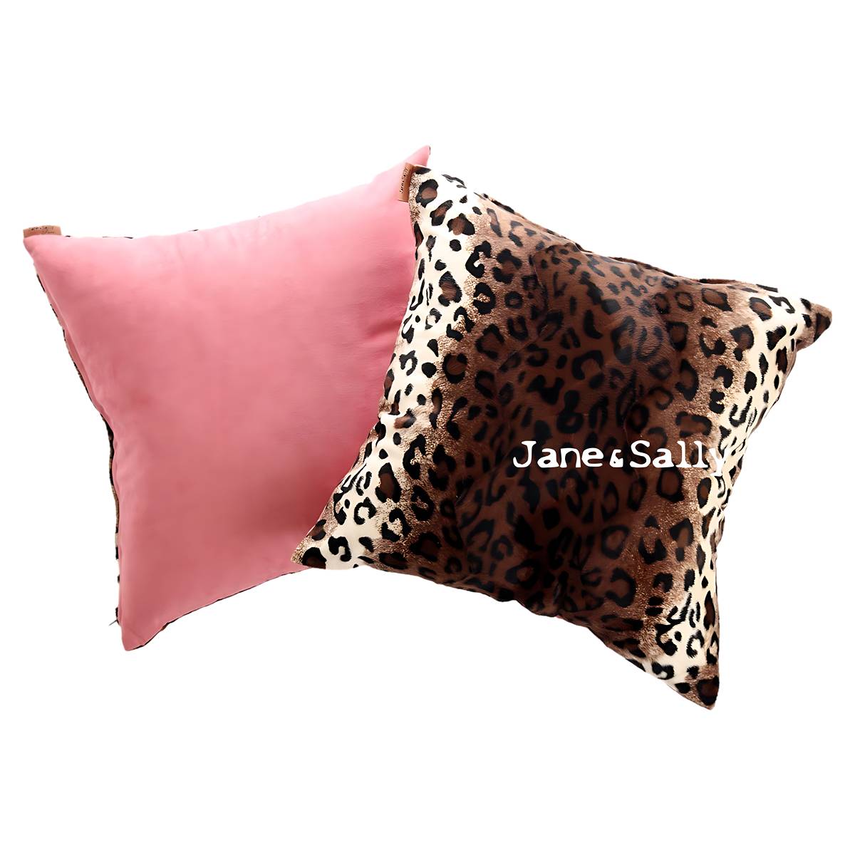 (JaneSally)Suede Patchwork With Polyester Fluff Fabric Double-Side Pillowcase Cushion Cover(Brown Leopard Print)