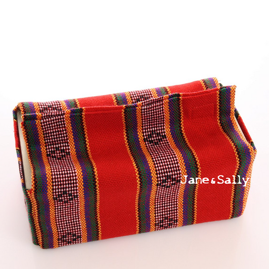 (JaneSally)Knitted Fabric Taiwanese Indigenous Pattern The AMIS Tribe Pattern Tissue Box Cover(Red)