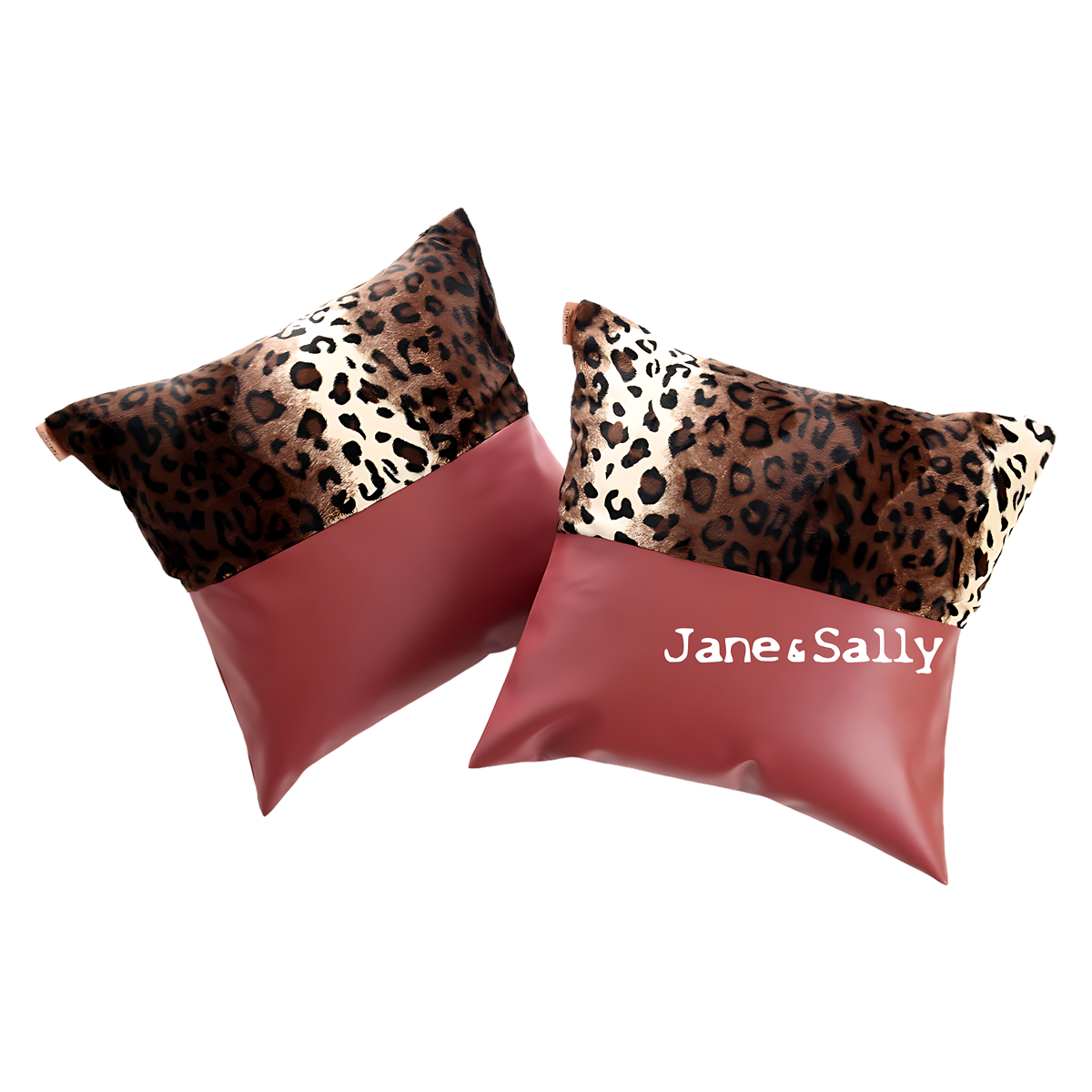 (JaneSally)PU Leather Patchwork With Polyester Fluff Fabric Pillowcase Cushion Cover (Brown Leopard Print)