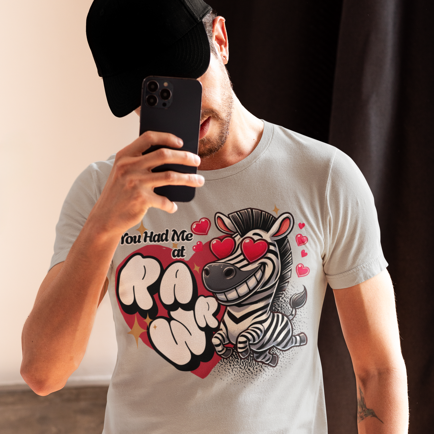 You Had Me at Rawr – Funny Valentine's Day Zebra White T-Shirt