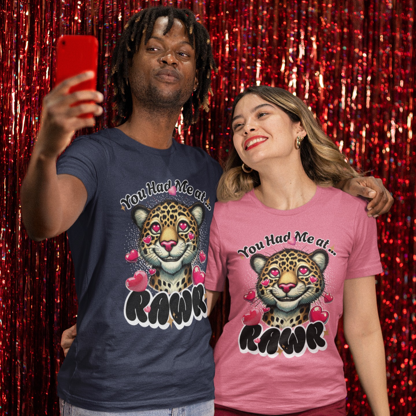 You Had Me at Rawr – Funny Valentine's Day Leopard Black T-Shirt