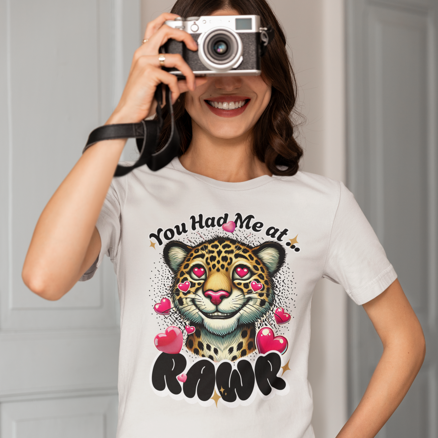 You Had Me at Rawr – Funny Valentine's Day Leopard White T-Shirt