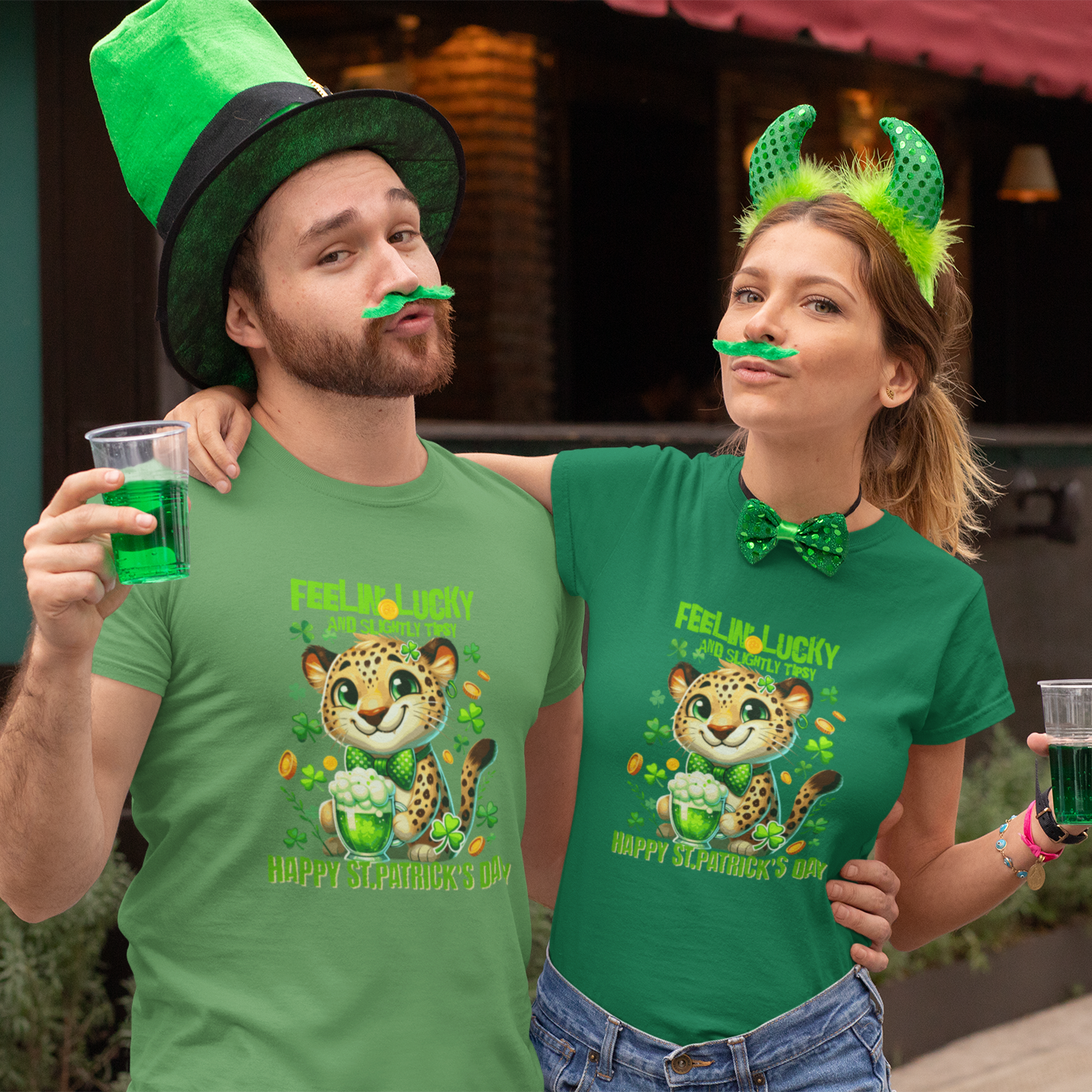 Feelin’ Lucky And Slightly Tipsy – Funny Irish Drinking T-Shirt