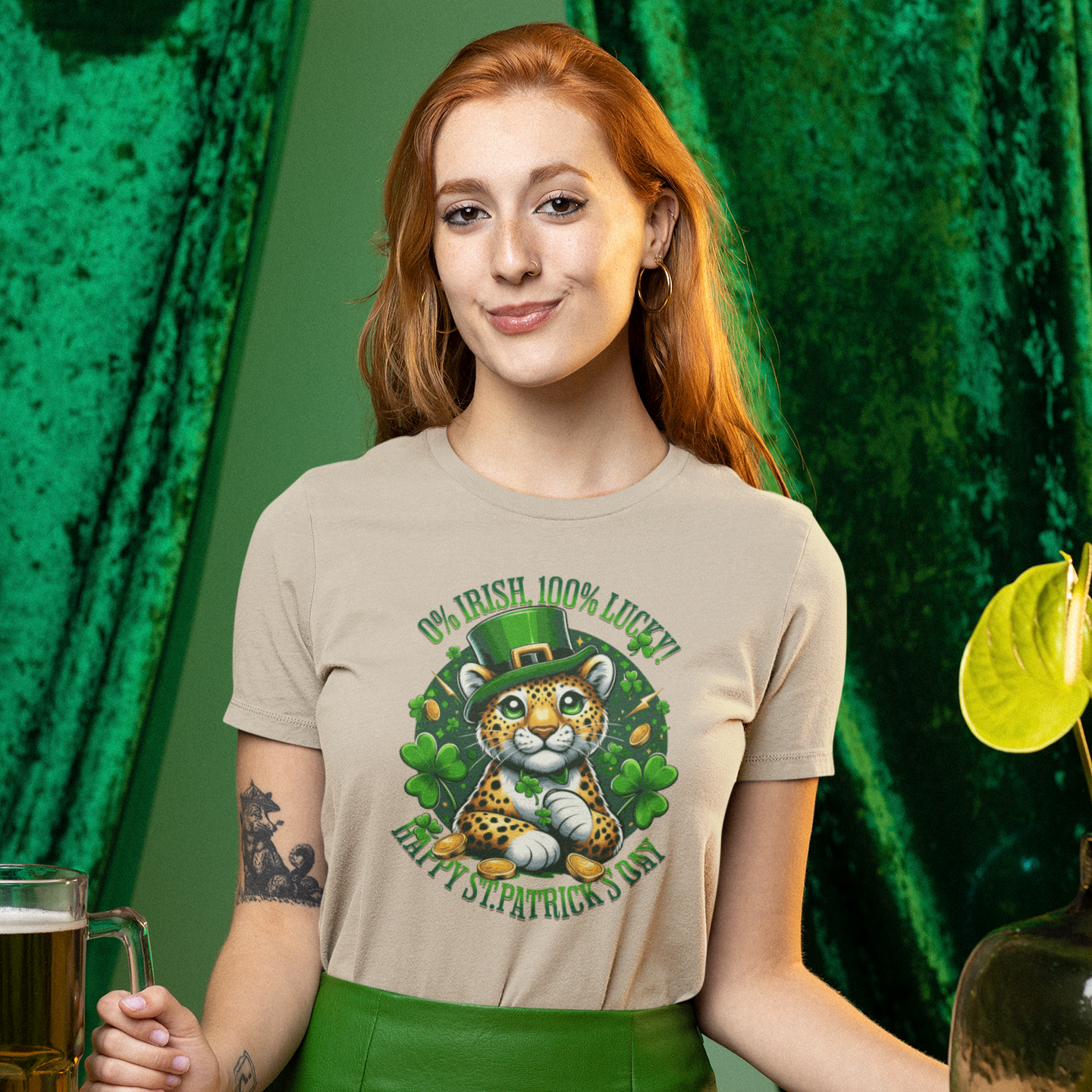 0% Irish, 100% Lucky! Elegant Version – St. Patrick’s Day Humor T-Shirt